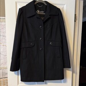Guess Women's Elegant Black Pea Coat